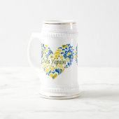 Slava Ukraine Glory naar Oekraïne groot hart Bierpul (Voorkant links)