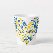 Slava Ukraine Glory naar Oekraïne groot hart Latte Mok (Voorkant)