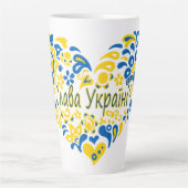 Slava Ukraine Glory naar Oekraïne groot hart Latte Mok (Voorkant)