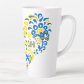 Slava Ukraine Glory naar Oekraïne groot hart Latte Mok (Rechts)