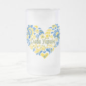 Slava Ukraine Glory naar Oekraïne groot hart Matglas Bierpul (Center)