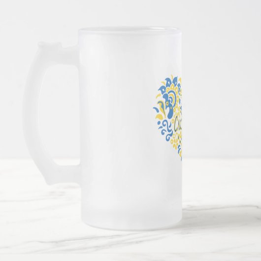 Slava Ukraine Glory naar Oekraïne groot hart Matglas Bierpul (Links)