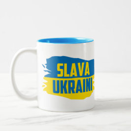 Slava Ukraine, Glory to Ukraine Two-Tone Coffee M Tweekleurige Koffiemok