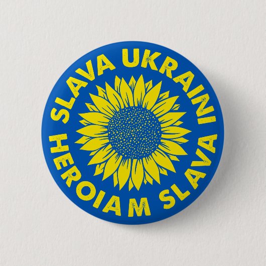 Slava Ukraine Heroiam slava Oekraïne zonnebloemvla Ronde Button 5,7 Cm (Voorkant)