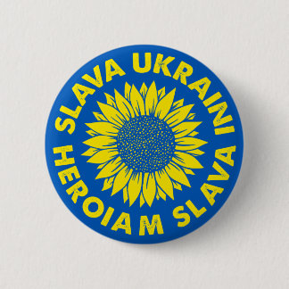 Slava Ukraine Heroiam slava Oekraïne zonnebloemvla Ronde Button 5,7 Cm