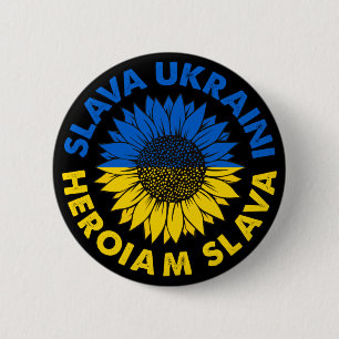Slava Ukraine Heroiam slava sunflower Oekraïne Ronde Button 5,7 Cm