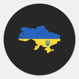 Slava Ukraini Eer aan Oekraïne Land Ronde Sticker