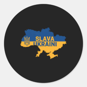 Slava Ukraini Eer aan Oekraïne T-shirt Ondersteun Ronde Sticker