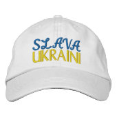 SLAVA UKRAINI "Glorie aan Oekraïne" Blauw Geel Wit Geborduurde Pet (Voorkant)