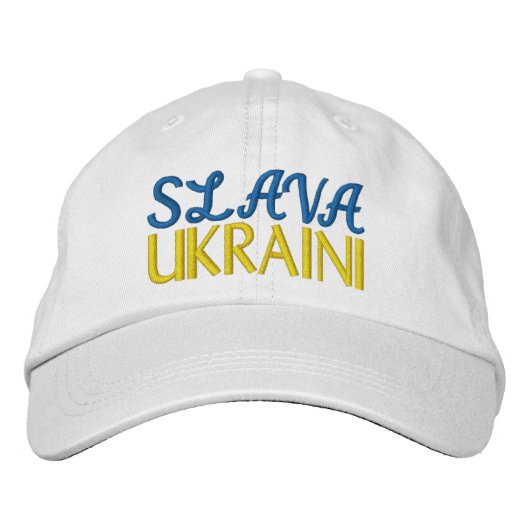 SLAVA UKRAINI "Glorie aan Oekraïne" Blauw Geel Wit Geborduurde Pet (Voorkant)