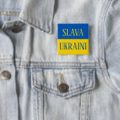 Slava Ukraini Glory to Ukraine flag pin Vierkante Button 5,1 Cm (In situ)