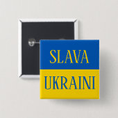 Slava Ukraini Glory to Ukraine flag pin Vierkante Button 5,1 Cm (Voorkant /achterkant)