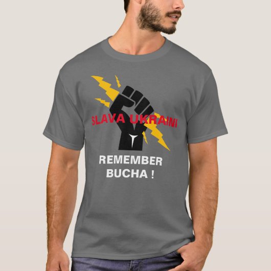 SLAVA UKRAINI HERINNERT BUCHA T-Shirt (Voorkant)