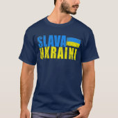 SLAVA UKRAINI met Oekraïense vlag verhit T-shirt (Voorkant)