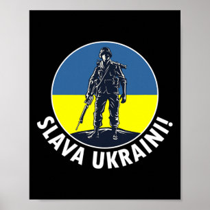 Slava Ukraini Met Oekraïense Vlagkleuren En Oekrai Poster