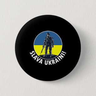 Slava Ukraini Met Oekraïense Vlagkleuren En Oekrai Ronde Button 5,7 Cm