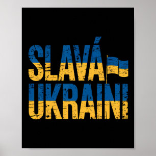 Slava Ukraini Oekraïense vlag kleuren versleten re Poster