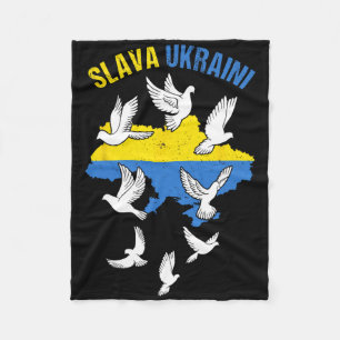 Slava Ukraini Oekraine Kaart Vlag Duiven Van Vrede Fleece Deken