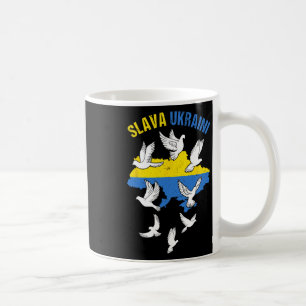 Slava Ukraini Oekraïne Kaart Vlag Duiven Van Vrede Koffiemok