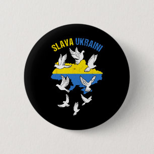Slava Ukraini Oekraine Kaart Vlag Duiven Van Vrede Ronde Button 5,7 Cm
