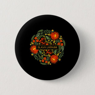 Slava Ukraini Petrykivka-schildering - eer aan Oek Ronde Button 5,7 Cm