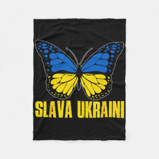 Slava Ukraini Support Ukraine Retro Ukrainian Flag Fleece Deken