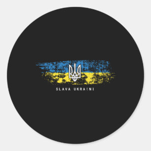 Slava Ukraini T-shirt Oekraïense Vlag Oekraine Try Ronde Sticker