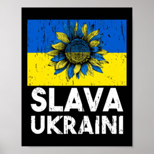 Slava Ukraini Zonnebloem Vintage Standaard Met Oek Poster