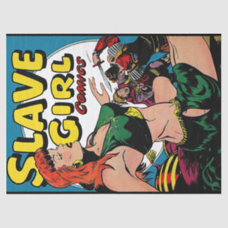 Slave Girl Lady in Green Decoupage Tissuepapier