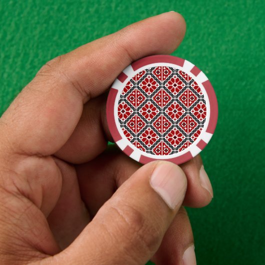 Slavic Ethnic Embroidery, Balkan Traditional Poker Chips (Hand)