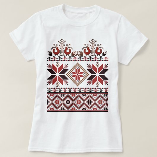 Slavic/Scandinavisch traditioneel borduurwerk T-shirt (Design voorkant)