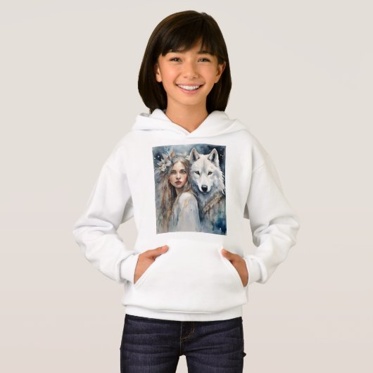 Slavisch meisje en witte wolf (Voorkant volledig)