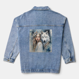 Slavisch meisje en witte wolf denim jacket