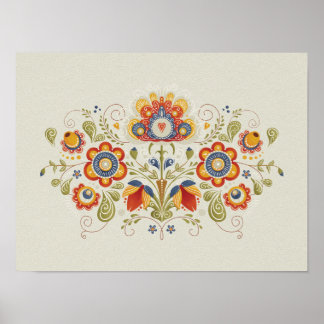 Slavische traditionele bloemenkunst poster