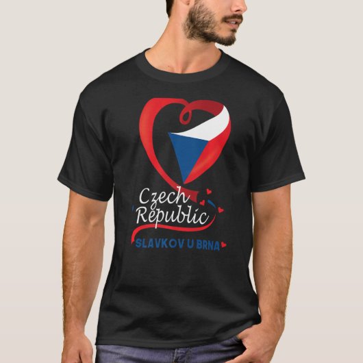 Slavkov U Brna Tsjechië Heart Flag Emblem T-shirt (Voorkant)