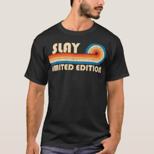SLAY Achternaam Retro Vintage 80s 90s Verjaardagsr T-shirt