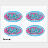 Slay All Day  Fun Throwback Slogan Ovale Sticker (Vel)