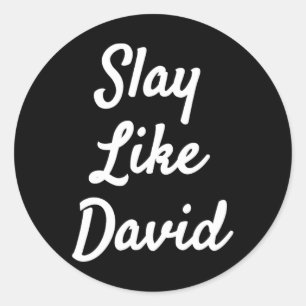 Slay als David Christendom Bijbelgeschenk Ronde Sticker