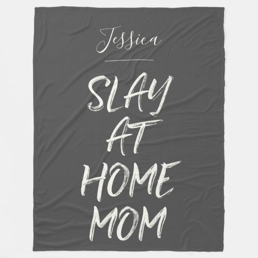 Slay At Home mama Funny Persoonlijke naam grijs Fleece Deken (Voorkant)