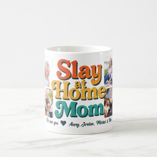Slay at Home Mom Gepersonaliseerde 8 Fotocollage Koffiemok (Center)