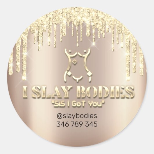 Slay Bodies Logo Cosmetic Sculpting Roos Gold Ronde Sticker (Voorkant)