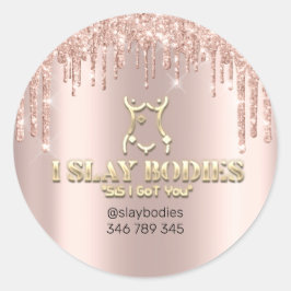 Slay Bodies Logo Cosmetic Sculpting Roos Gold Ronde Sticker