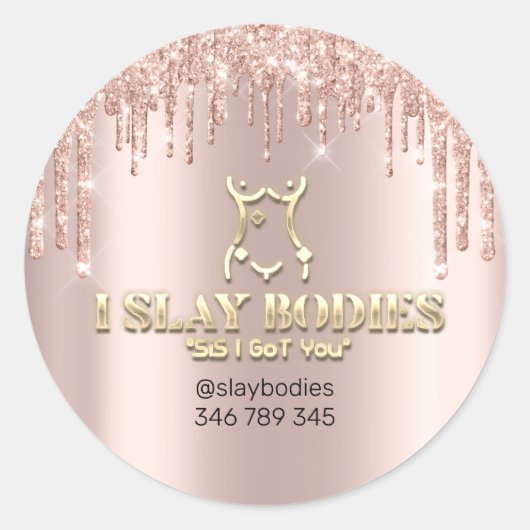 Slay Bodies Logo Cosmetic Sculpting Roos Gold Ronde Sticker (Voorkant)