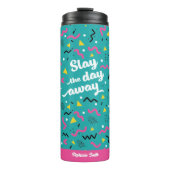 Slay de dag kleurrijke retrotypografie thermosbeker (Voorkant)