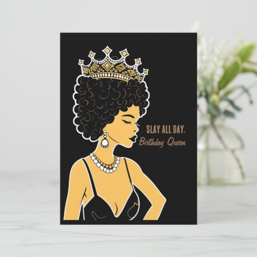 Slay De hele dag" De Kaart van de Birthday Koningi (Staand voorkant)
