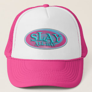Slay de hele dag  Fun Slogan Art Oval Trucker Pet