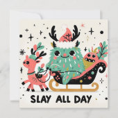Slay de hele dag Santa sleigh Feestdagenkaart (Voorkant)