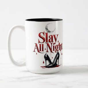 Slay de hele nacht T-shirt Tweekleurige Koffiemok