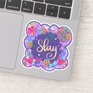 Slay Fun Kleurrijke Bloemenharten Girly Inspirivit Sticker