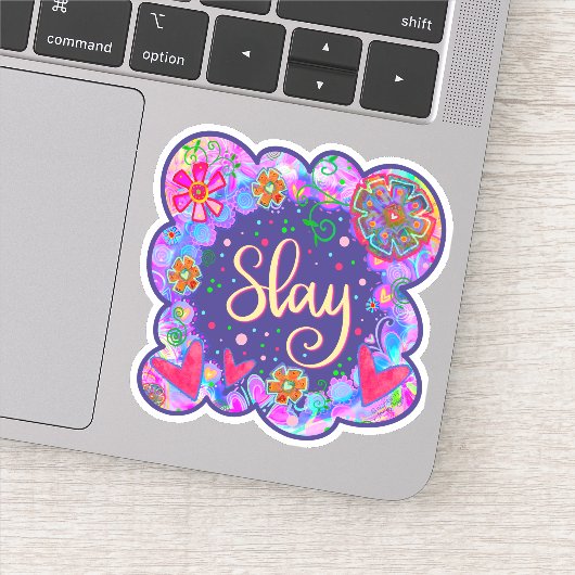 Slay Fun Kleurrijke Bloemenharten Girly Inspirivit Sticker (Detail)